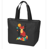 Abstract Fox Illustration Pattern Zip Tote Bag