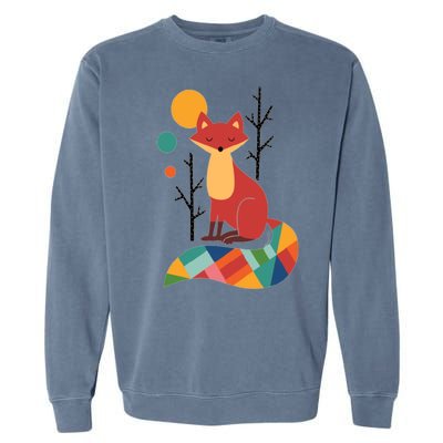 Abstract Fox Illustration Pattern Garment-Dyed Sweatshirt