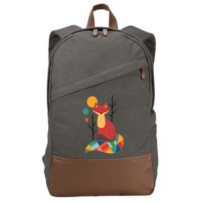 Abstract Fox Illustration Pattern Cotton Canvas Backpack