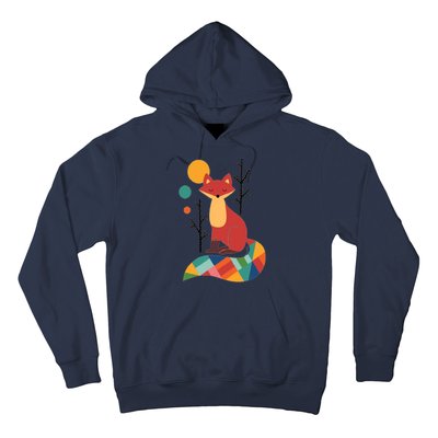 Abstract Fox Illustration Pattern Hoodie