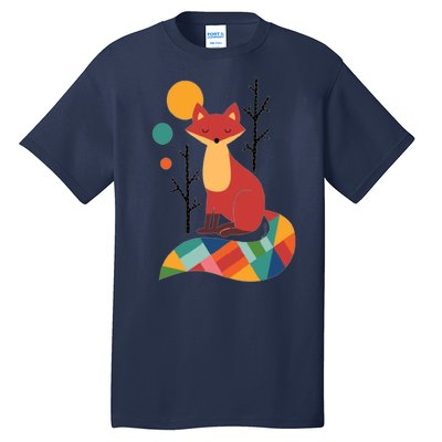 Abstract Fox Illustration Pattern Tall T-Shirt