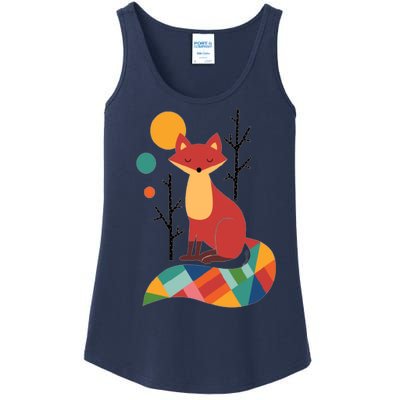 Abstract Fox Illustration Pattern Ladies Essential Tank