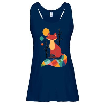 Abstract Fox Illustration Pattern Ladies Essential Flowy Tank