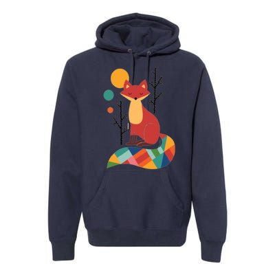 Abstract Fox Illustration Pattern Premium Hoodie