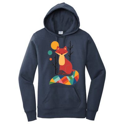 Abstract Fox Illustration Pattern Women's Pullover Hoodie