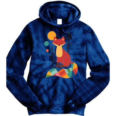 Abstract Fox Illustration Pattern Tie Dye Hoodie