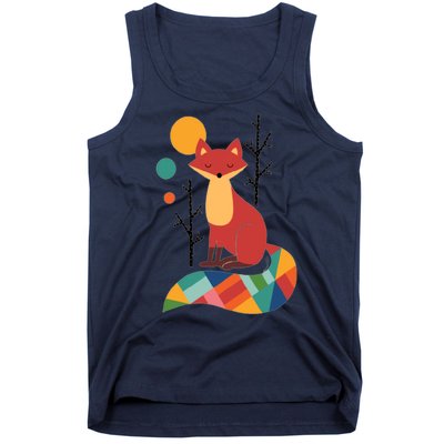 Abstract Fox Illustration Pattern Tank Top