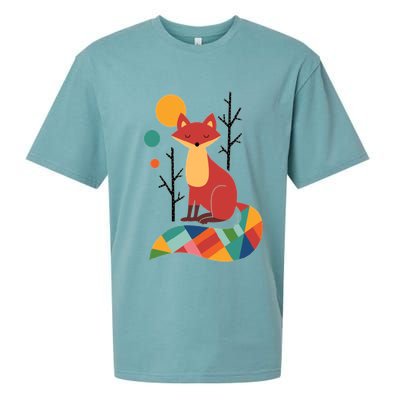 Abstract Fox Illustration Pattern Sueded Cloud Jersey T-Shirt