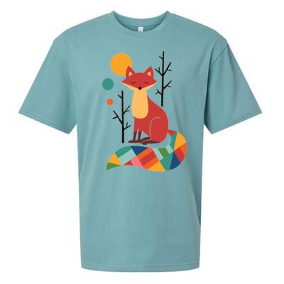 Abstract Fox Illustration Pattern Sueded Cloud Jersey T-Shirt