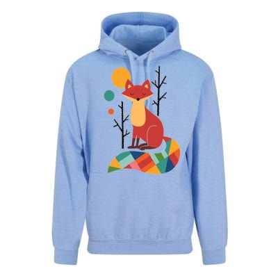 Abstract Fox Illustration Pattern Unisex Surf Hoodie