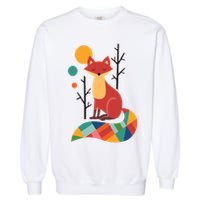 Abstract Fox Illustration Pattern Garment-Dyed Sweatshirt