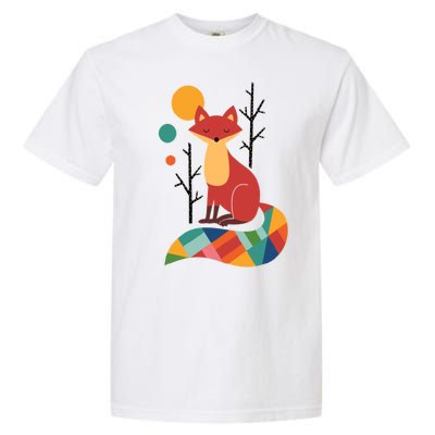 Abstract Fox Illustration Pattern Garment-Dyed Heavyweight T-Shirt