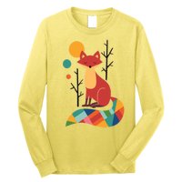 Abstract Fox Illustration Pattern Long Sleeve Shirt