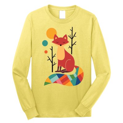 Abstract Fox Illustration Pattern Long Sleeve Shirt