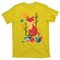 Abstract Fox Illustration Pattern T-Shirt