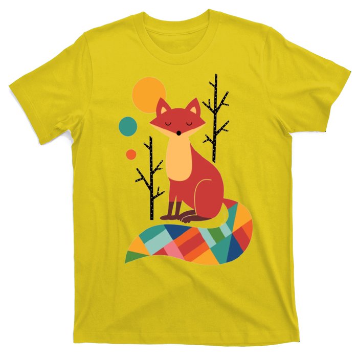 Abstract Fox Illustration Pattern T-Shirt