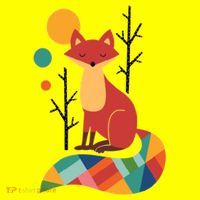 Abstract Fox Illustration Pattern T-Shirt