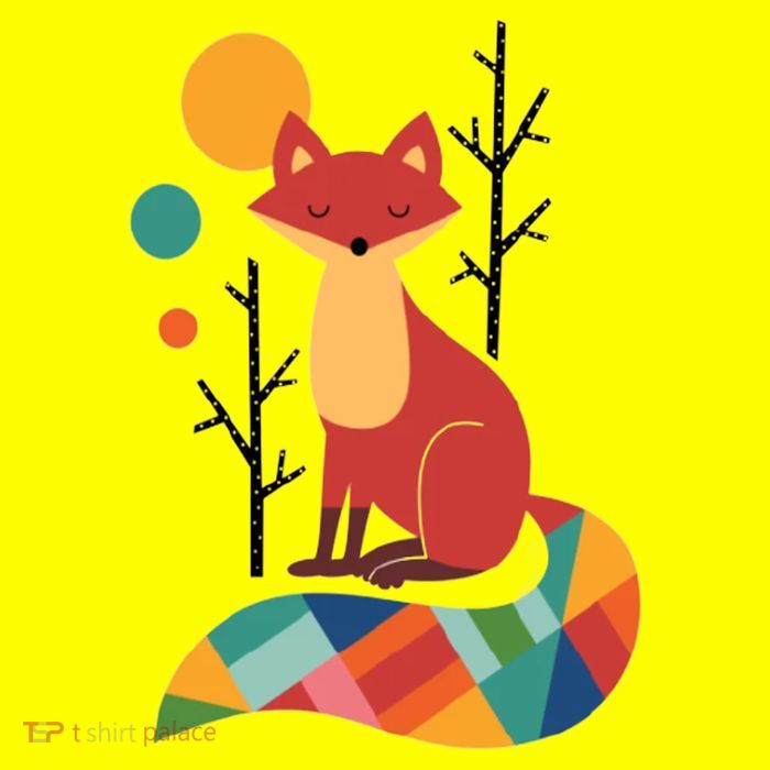 Abstract Fox Illustration Pattern Button