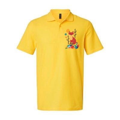 Abstract Fox Illustration Pattern Softstyle Adult Sport Polo