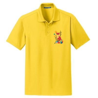 Abstract Fox Illustration Pattern Dry Zone Grid Polo