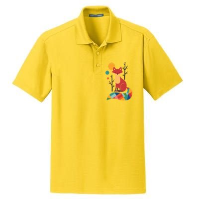 Abstract Fox Illustration Pattern Dry Zone Grid Polo