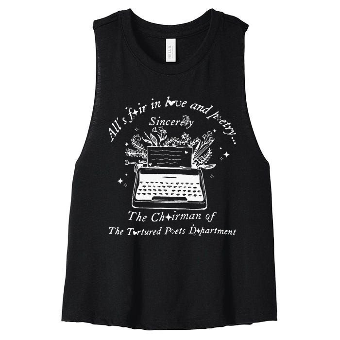 AllS Fair In Love & Poetry Funny Valentines Day Women's Racerback Cropped Tank