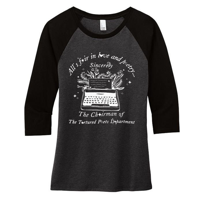 AllS Fair In Love & Poetry Funny Valentines Day Women's Tri-Blend 3/4-Sleeve Raglan Shirt