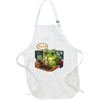 Anime Frog IT Geek Otaku Coding Desk Boba Lover  Full-Length Apron With Pockets
