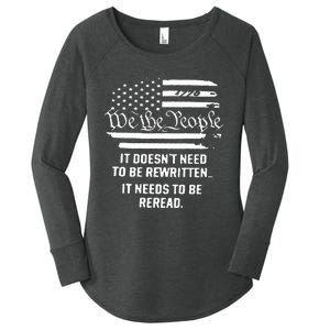 American Flag It Needs To Be Reread We The People (On Back) Women's Perfect Tri Tunic Long Sleeve Shirt