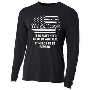 American Flag It Needs To Be Reread We The People (On Back) Cooling Performance Long Sleeve Crew