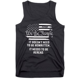 American Flag It Needs To Be Reread We The People (On Back) Tank Top