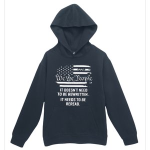 American Flag It Needs To Be Reread We The People (On Back) Urban Pullover Hoodie