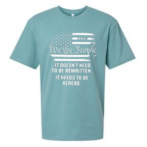 American Flag It Needs To Be Reread We The People (On Back) Sueded Cloud Jersey T-Shirt