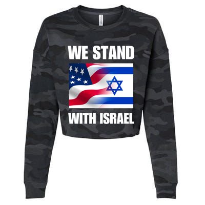 American Flag Israel Flag We Stand For Israel And Wo Cropped Pullover Crew