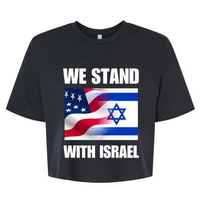 American Flag Israel Flag We Stand For Israel And Wo Bella+Canvas Jersey Crop Tee