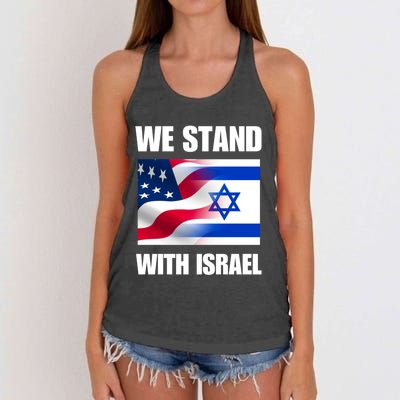 American Flag Israel Flag We Stand For Israel And Wo Women's Knotted Racerback Tank