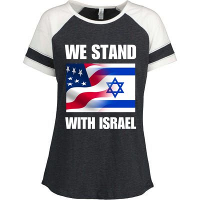 American Flag Israel Flag We Stand For Israel And Wo Enza Ladies Jersey Colorblock Tee