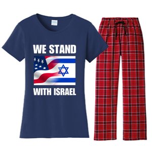 American Flag Israel Flag We Stand For Israel And Wo Women's Flannel Pajama Set