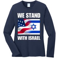 American Flag Israel Flag We Stand For Israel And Wo Ladies Long Sleeve Shirt