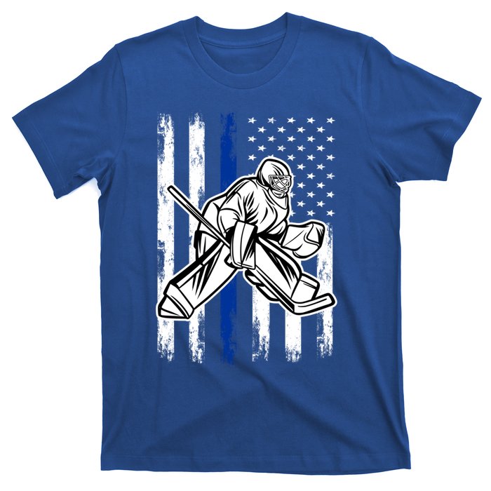 American Flag Ice Hockey For Vintage Goalie Player Cute Gift T-Shirt