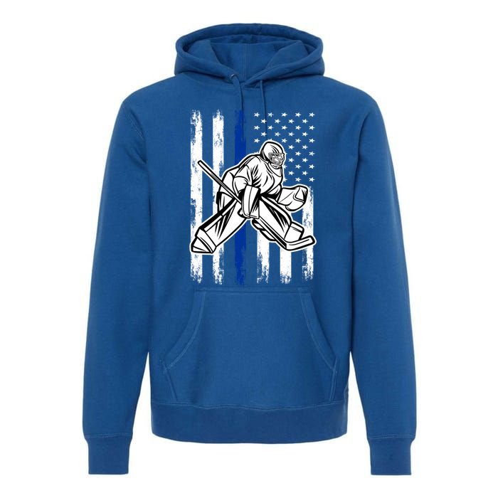 American Flag Ice Hockey For Vintage Goalie Player Cute Gift Premium Hoodie