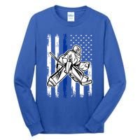 American Flag Ice Hockey For Vintage Goalie Player Cute Gift Tall Long Sleeve T-Shirt