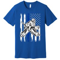 American Flag Ice Hockey For Vintage Goalie Player Cute Gift Premium T-Shirt