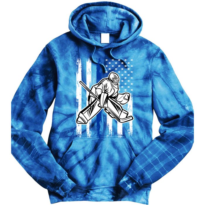 American Flag Ice Hockey For Vintage Goalie Player Cute Gift Tie Dye Hoodie