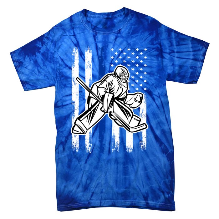 American Flag Ice Hockey For Vintage Goalie Player Cute Gift Tie-Dye T-Shirt