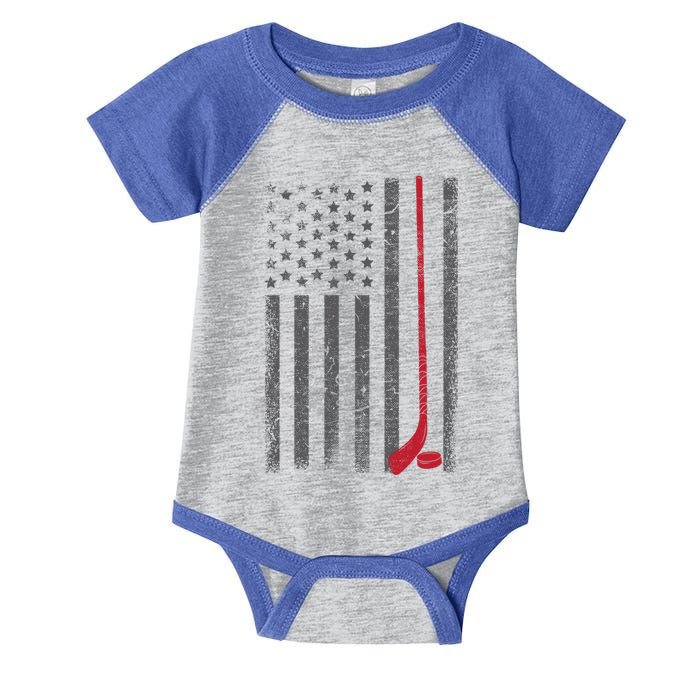 American Flag Ice Hockey Stick Puck Player Jersey Skate Gift Great Gift Infant Baby Jersey Bodysuit