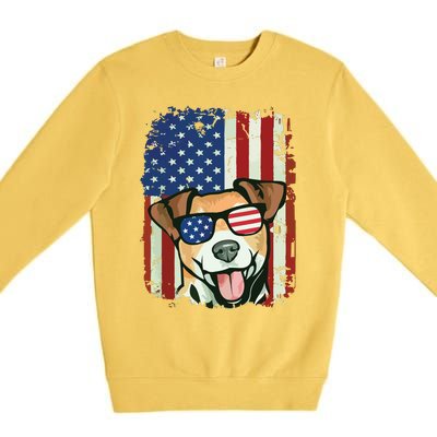 American Flag Jack Russell Terrier Premium Crewneck Sweatshirt