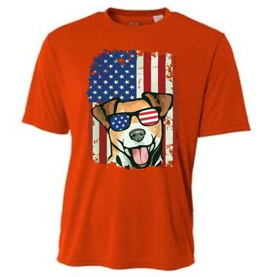 American Flag Jack Russell Terrier Cooling Performance Crew T-Shirt