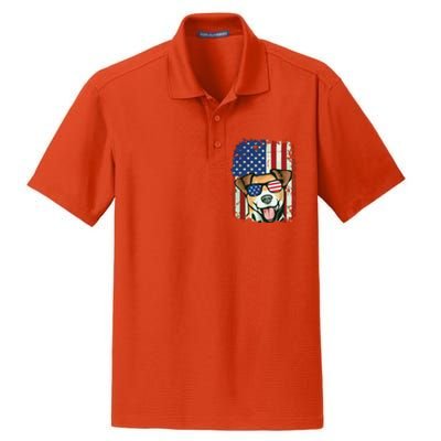 American Flag Jack Russell Terrier Dry Zone Grid Polo