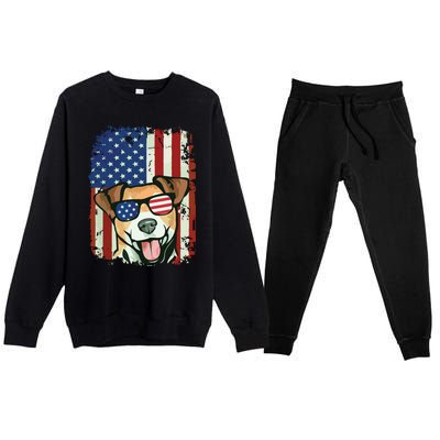 American Flag Jack Russell Terrier Premium Crewneck Sweatsuit Set